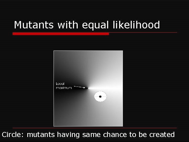 Mutants with equal likelihood Circle: mutants having same chance to be created 