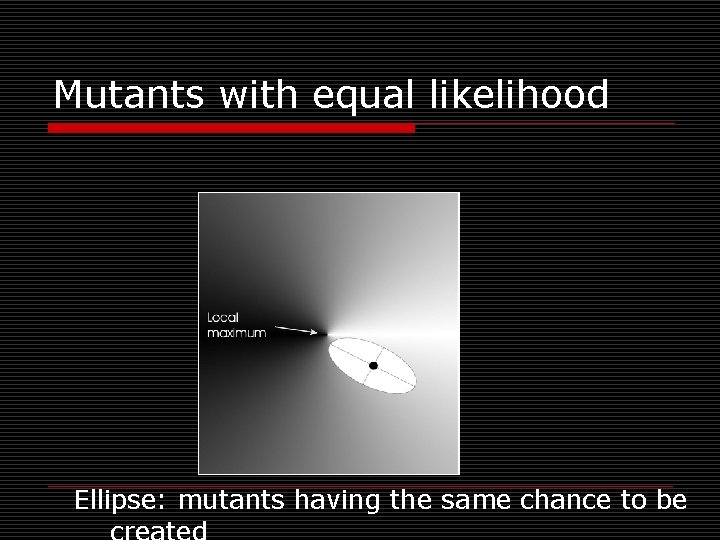 Mutants with equal likelihood Ellipse: mutants having the same chance to be 
