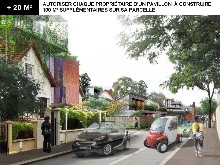 + 20 M² AUTORISER CHAQUE PROPRIÉTAIRE D’UN PAVILLON, À CONSTRUIRE 100 M² SUPPLÉMENTAIRES SUR