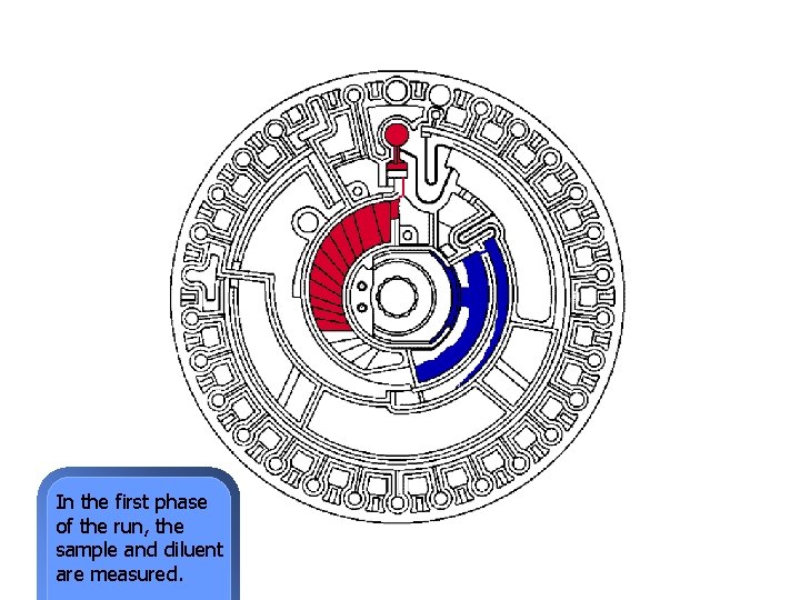 In the first phase of the run, the sample and diluent are measured. 