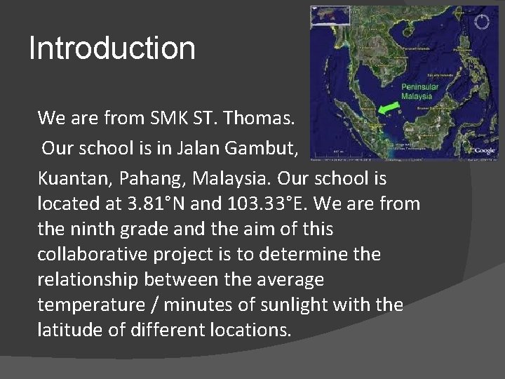 Introduction We are from SMK ST. Thomas. Our school is in Jalan Gambut, Kuantan,