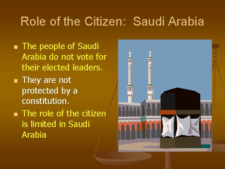 Role of the Citizen: Saudi Arabia n n n The people of Saudi Arabia