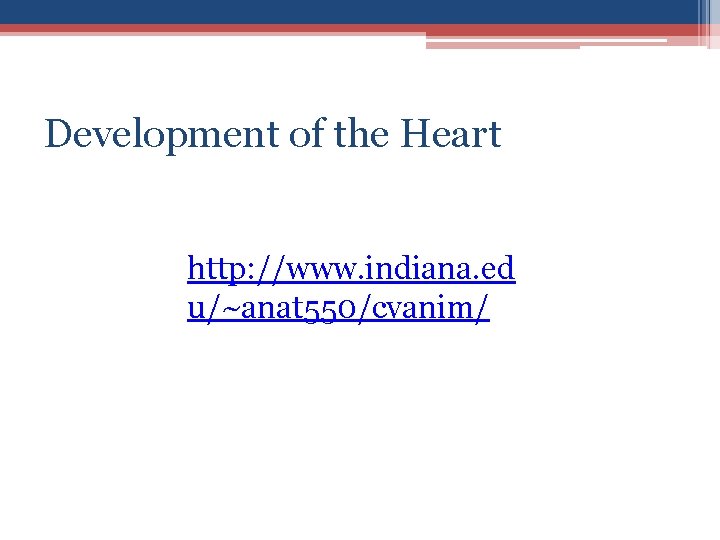 Development of the Heart http: //www. indiana. ed u/~anat 550/cvanim/ 