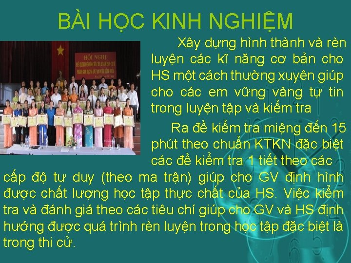 BÀI HỌC KINH NGHIỆM Xây dựng hình thành và rèn luyện các kĩ năng