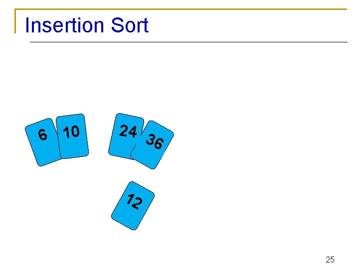 Insertion Sort 6 10 24 3 6 12 25 