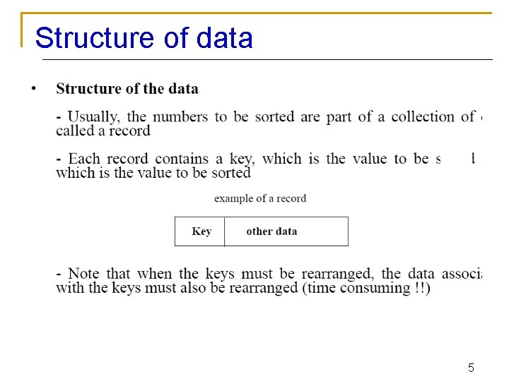 Structure of data 5 