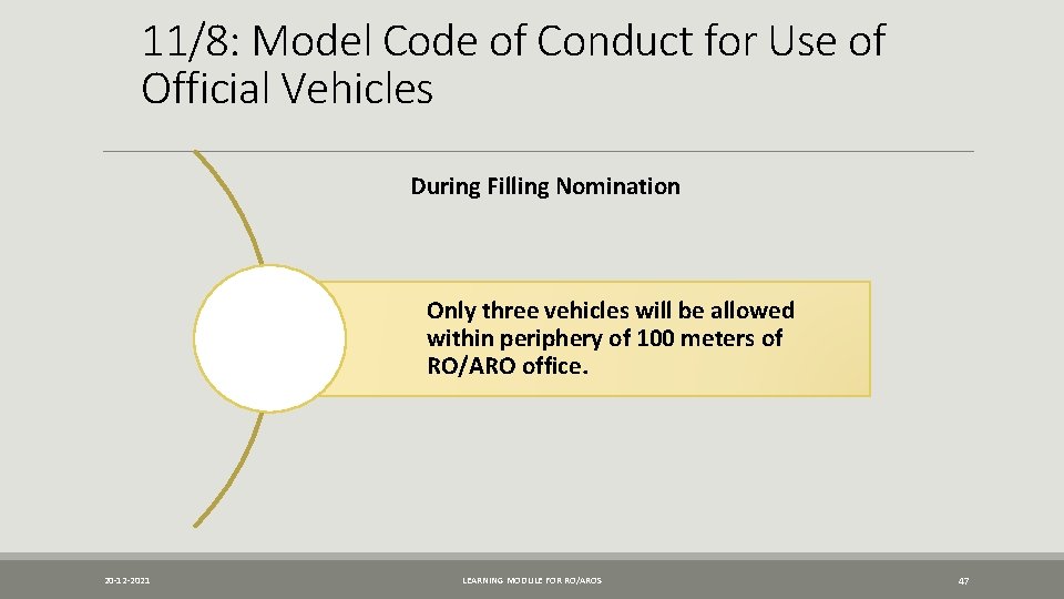 11/8: Model Code of Conduct for Use of Official Vehicles During Filling Nomination Only