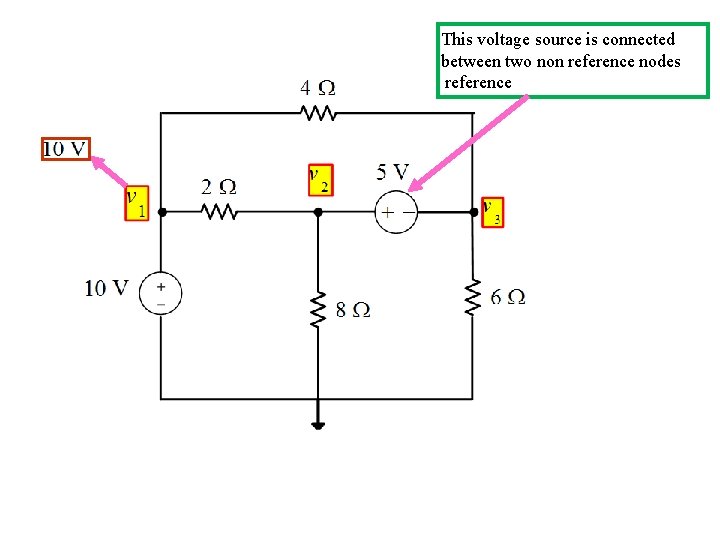 This voltage source is connected between two non reference nodes reference 