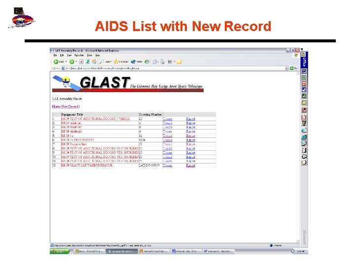 AIDS List with New Record 