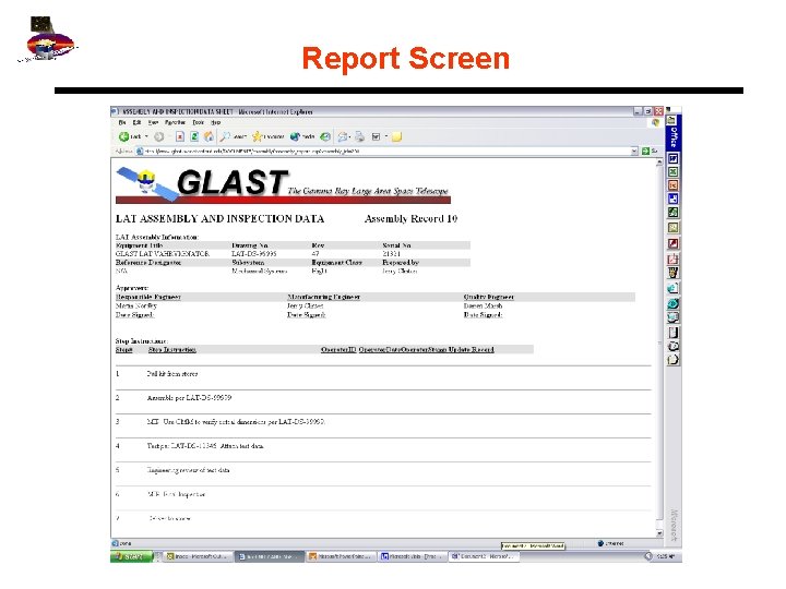 Report Screen 