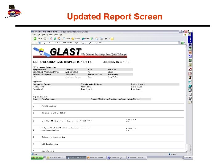 Updated Report Screen 