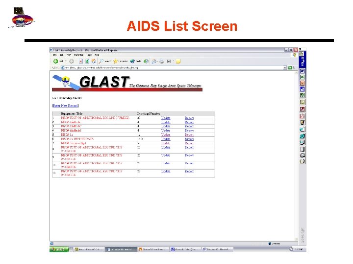 AIDS List Screen 