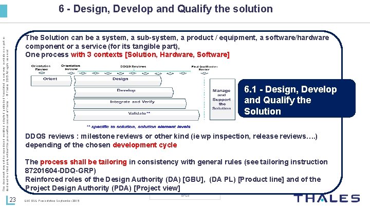 6 - Design, Develop and Qualify the solution This document may not be reproduced,