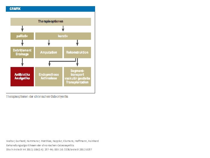 Walter, Gerhard; Kemmerer, Matthias; Kappler, Clemens; Hoffmann, Reinhard Behandlungsalgorithmen der chronischen Osteomyelitis Dtsch Arztebl
