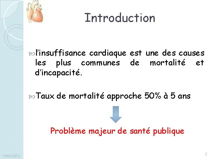 Introduction l’insuffisance cardiaque est une des causes les plus communes de mortalité et d’incapacité.