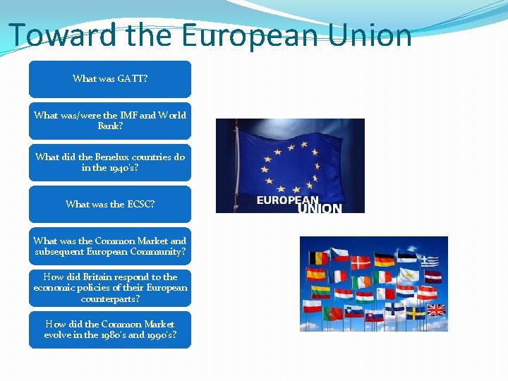 Toward the European Union What was GATT? What was/were the IMF and World Bank?