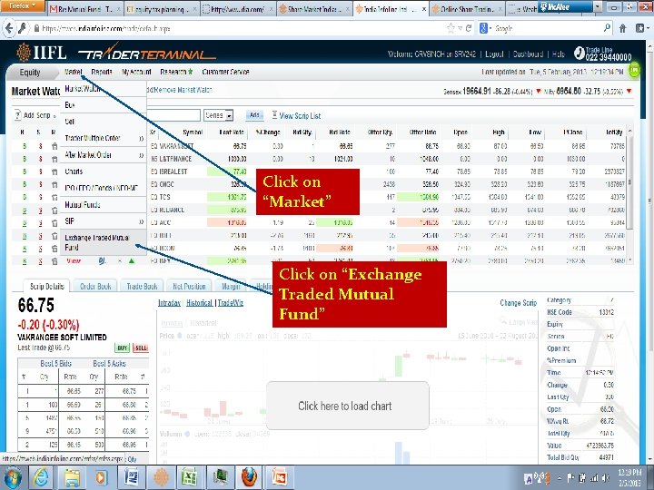 Click on “Market” Click on “Exchange Traded Mutual Fund” 