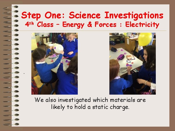 Step One: Science Investigations 4 th Class – Energy & Forces : Electricity .