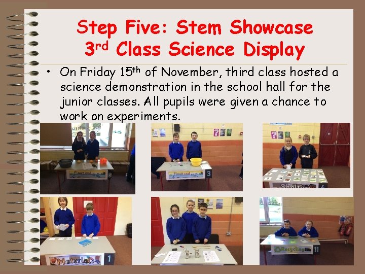 Step Five: Stem Showcase 3 rd Class Science Display • On Friday 15 th