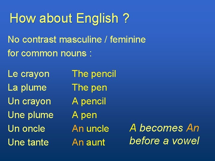 How about English ? No contrast masculine / feminine for common nouns : Le