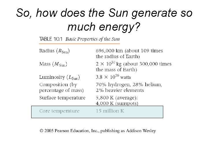 So, how does the Sun generate so much energy? 