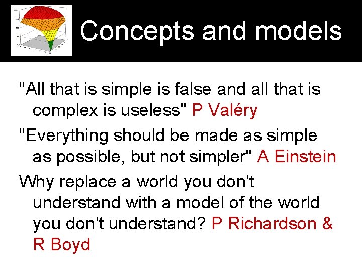 Concepts and models "All that is simple is false and all that is complex