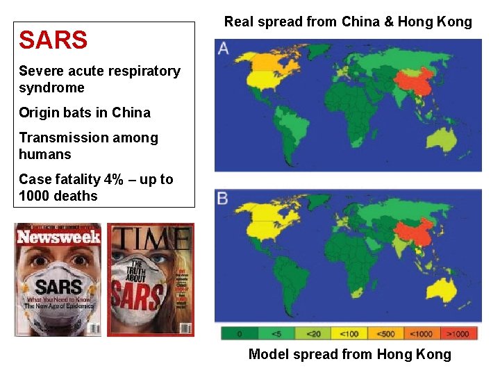 SARS Real spread from China & Hong Kong Severe acute respiratory syndrome Origin bats