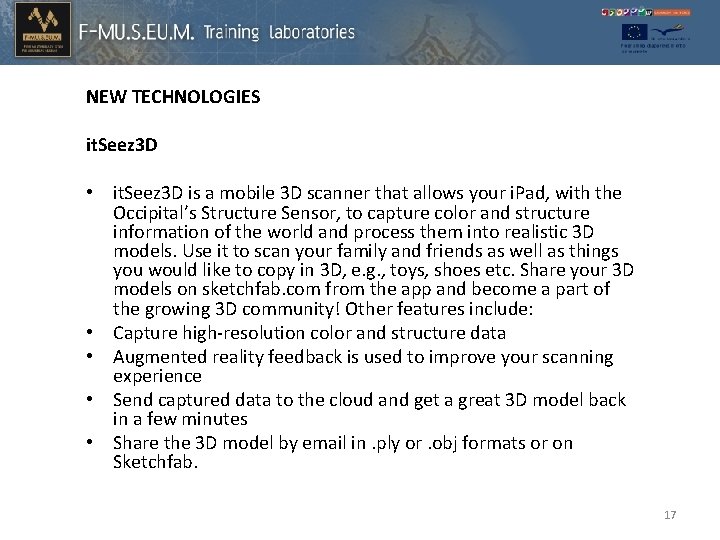 NEW TECHNOLOGIES it. Seez 3 D • it. Seez 3 D is a mobile
