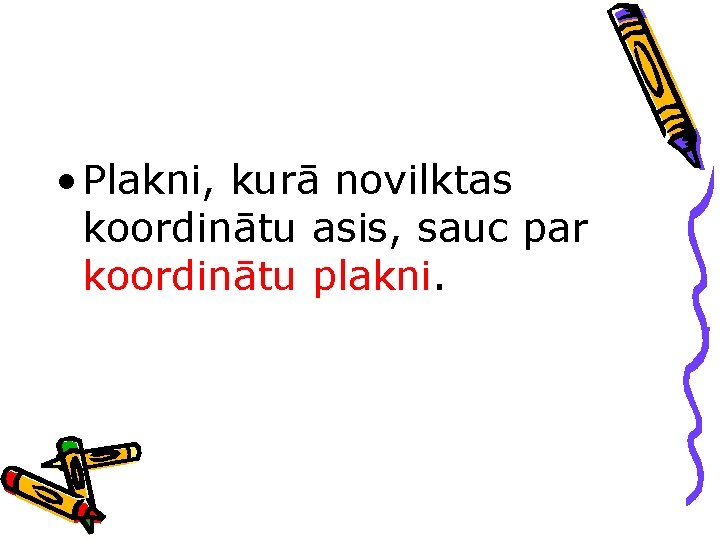  • Plakni, kurā novilktas koordinātu asis, sauc par koordinātu plakni. 