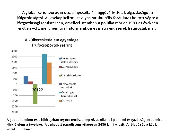 A globalizáció szorosan összekapcsolta és függővé tette a belgazdaságot a külgazdaságtól. A „csőkapitalizmus” olyan