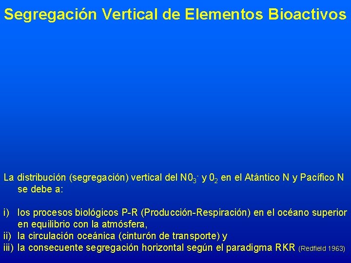 Segregación Vertical de Elementos Bioactivos La distribución (segregación) vertical del N 03 - y