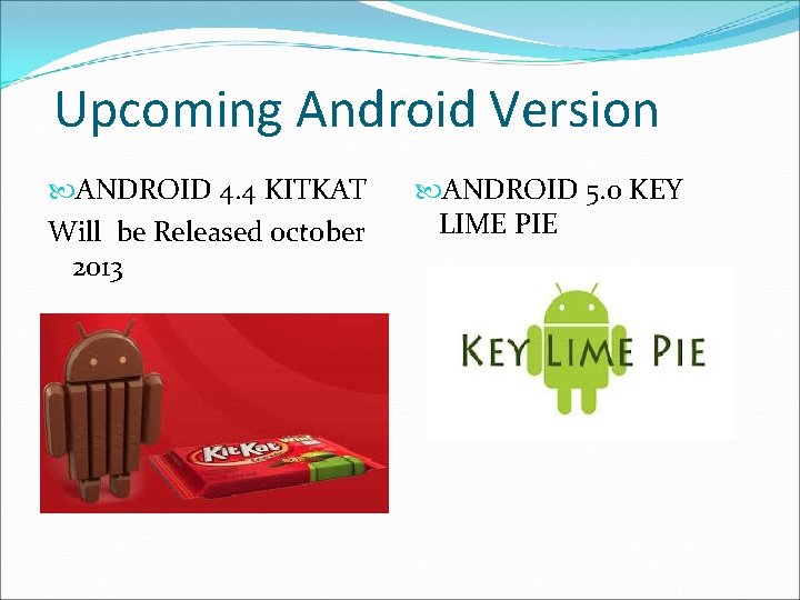 Upcoming Android Version ANDROID 4. 4 KITKAT Will be Released october 2013 ANDROID 5.