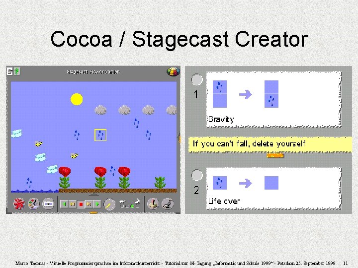 Cocoa / Stagecast Creator Marco Thomas - Visuelle Programmiersprachen im Informatikunterricht - Tutorial zur