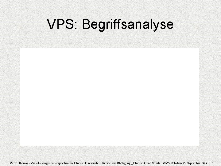 VPS: Begriffsanalyse Marco Thomas - Visuelle Programmiersprachen im Informatikunterricht - Tutorial zur GI-Tagung „Informatik