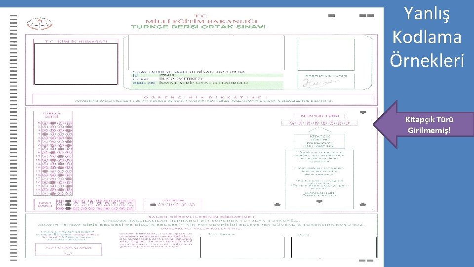Yanlış Kodlama Örnekleri Kitapçık Türü Girilmemiş! 