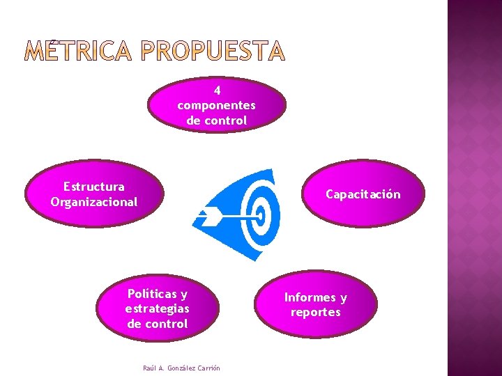 4 componentes de control Estructura Organizacional Capacitación Políticas y estrategias de control Raúl A.