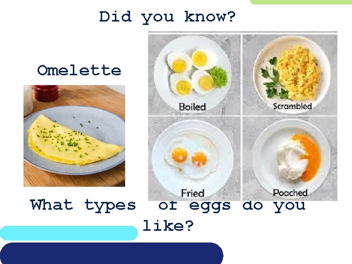 Did you know? Omelette What types of eggs do you like? 