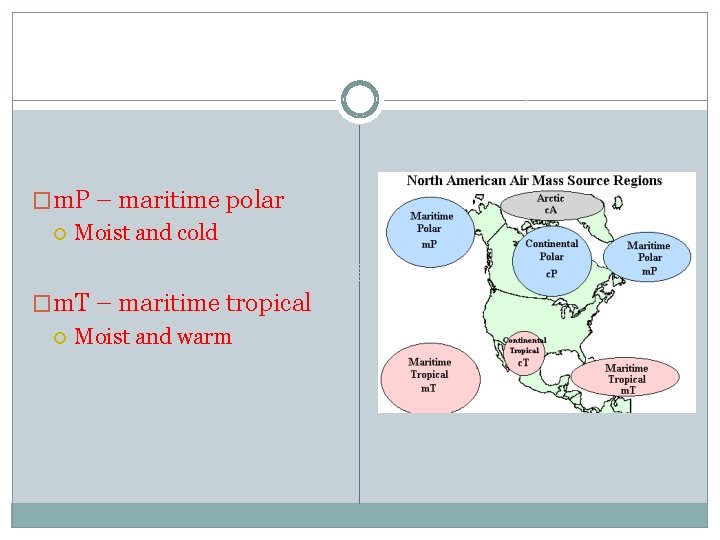 �m. P – maritime polar Moist and cold �m. T – maritime tropical Moist