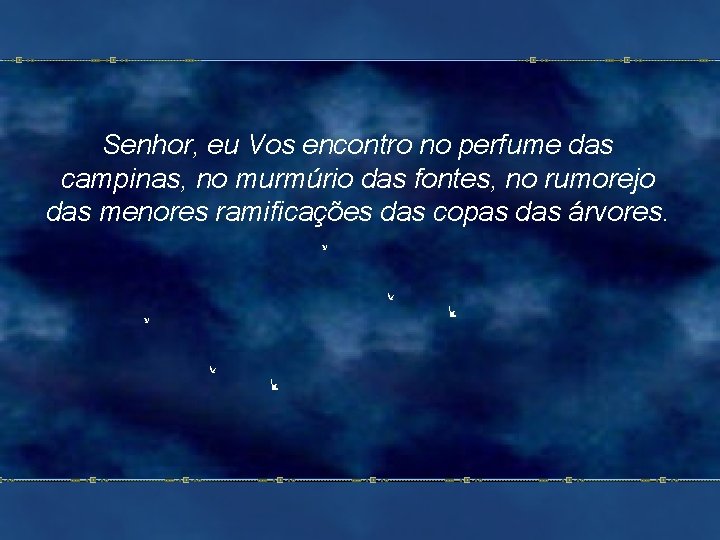 Senhor, eu Vos encontro no perfume das campinas, no murmúrio das fontes, no rumorejo