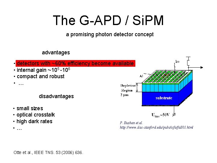 The G-APD / Si. PM a promising photon detector concept advantages • detectors with