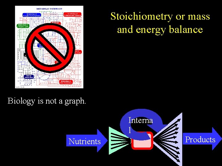 Stoichiometry or mass and energy balance Biology is not a graph. Interna l Nutrients
