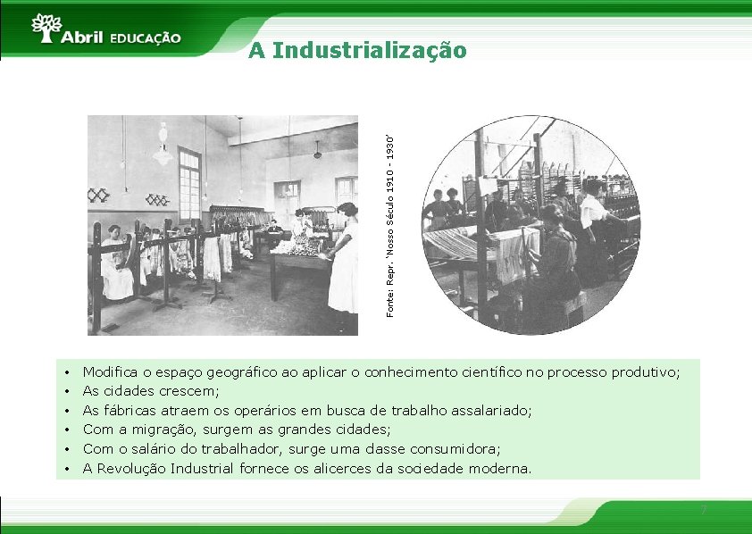 Fonte: Repr. ‘Nosso Século 1910 - 1930’ A Industrialização • • • Modifica o