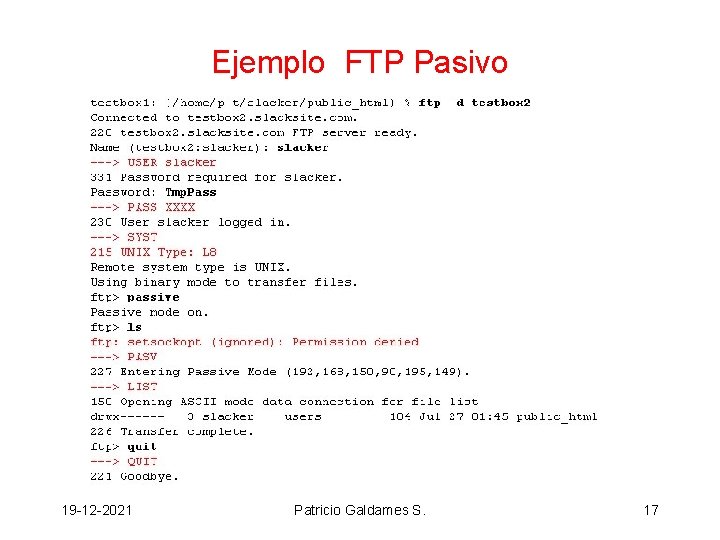 Ejemplo FTP Pasivo 19 -12 -2021 Patricio Galdames S. 17 