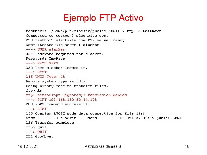 Ejemplo FTP Activo 19 -12 -2021 Patricio Galdames S. 18 