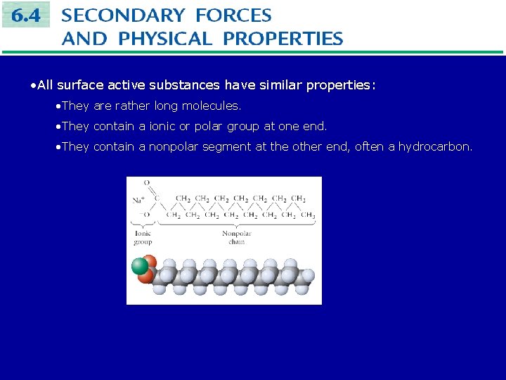  • All surface active substances have similar properties: • They are rather long