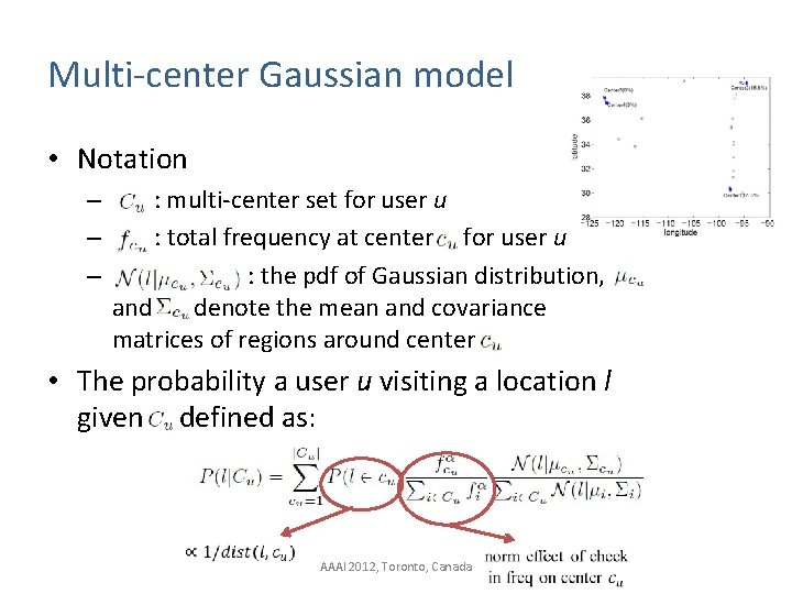 Multi-center Gaussian model • Notation – – – : multi-center set for user u