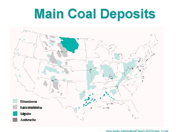Main Coal Deposits Bituminous Subbituminous Lignite Anthracite 
