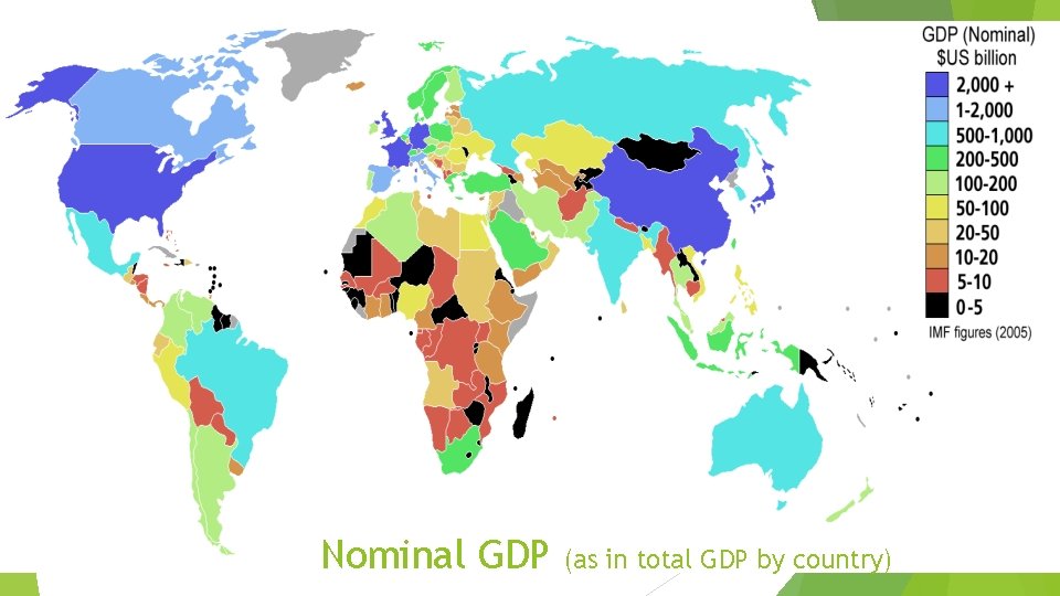 Nominal GDP (as in total GDP by country) 