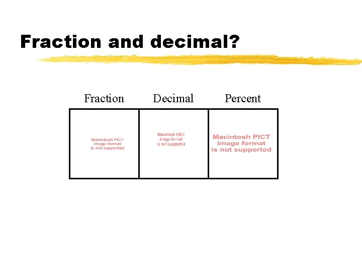 Fraction and decimal? Fraction Decimal Percent 