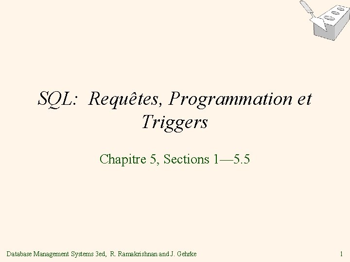 SQL Requtes Programmation et Triggers Chapitre 5 Sections